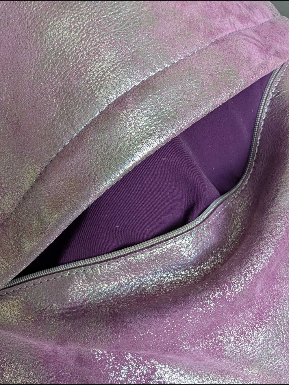 NWOT Rough & Tumble CUSTOM- Duffel Single Zip 3-in-1 Hobo Lamb Leather Gold/Pink - Picture 6 of 15